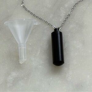NEW Black Cremation Urn Pendant Necklace with Funnel